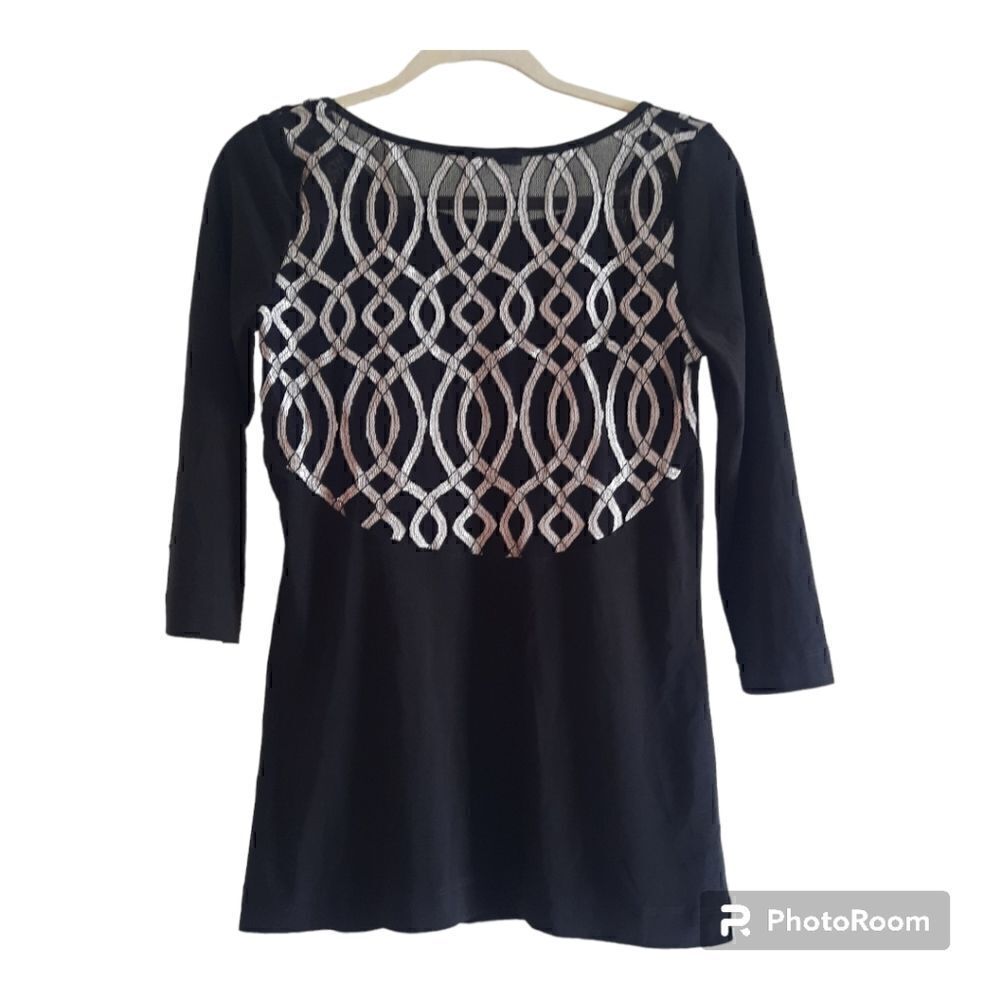 Mesmerize Geometric Mesh Panel Blouse Top - Picture 4 of 4